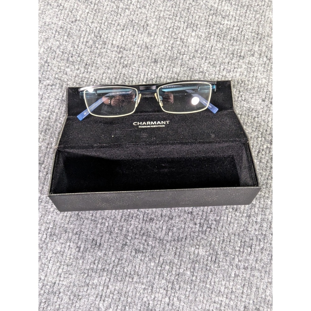Charmant Men's Titanium S104 Semi Rimless Frames 50-18-140 Black W/ Case & Cloth